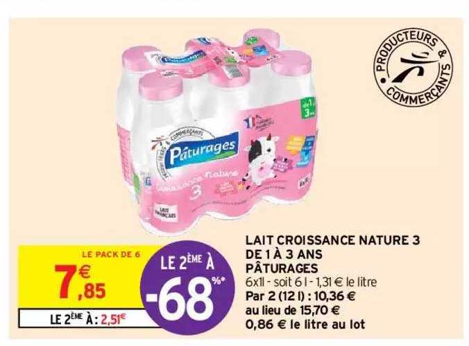 lait croissance nature 3 de 1 à 3 ans pâturages