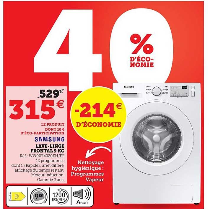 lave-linge frontal 9kg samsung