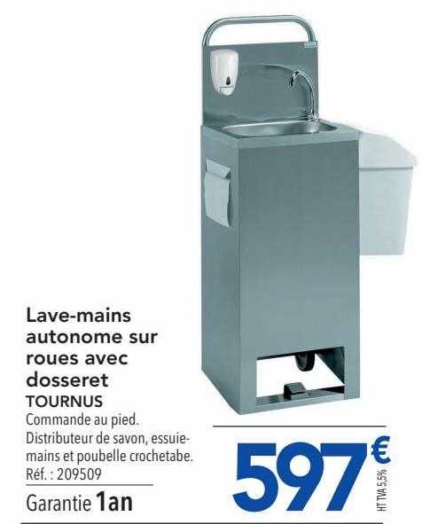 lave-mains autonome sur roues avec dosseret tournus