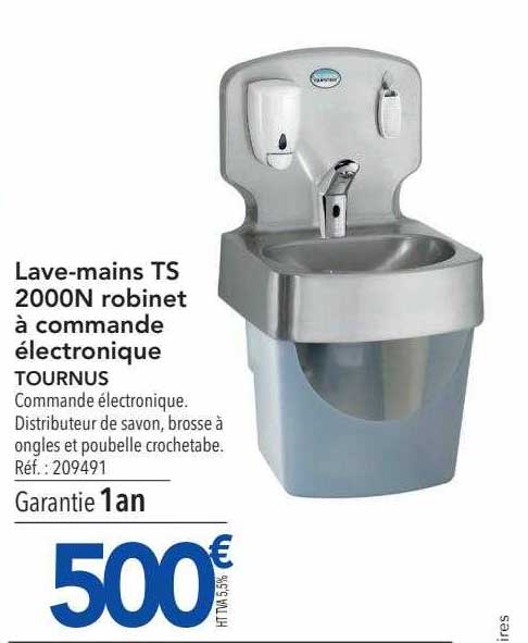 lave-mains ts 2000n robinet à commande électronique tournus