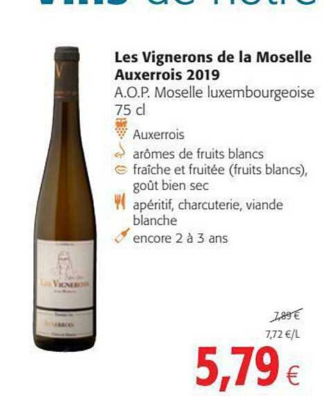 les vignerons de la moselle auxerrois 2019 a.o.p. moselle luxembourgeoise