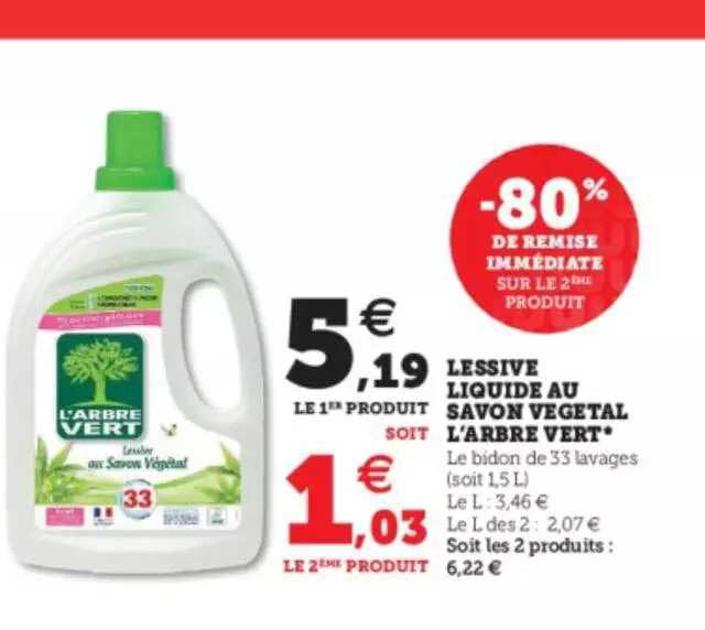 lessive liquide au savon végétal l'arbre vert