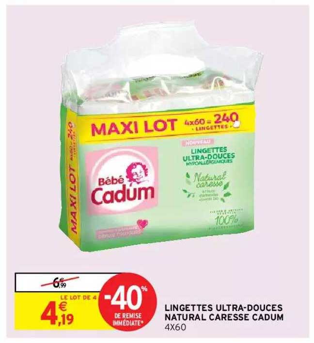 lingettes ultra-douces natural caresse cadum