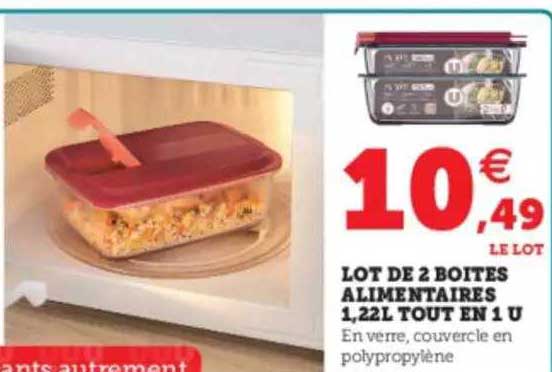 lot de 2 boîtes alimentaires 1,22l tout en 1 u