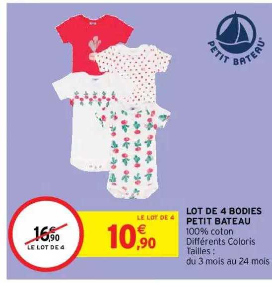 lot de 4 bodies petit bateau