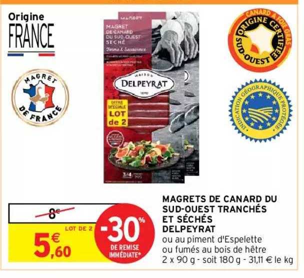 magrets de canard du sud-ouest tranchés et séchés delpeyrat