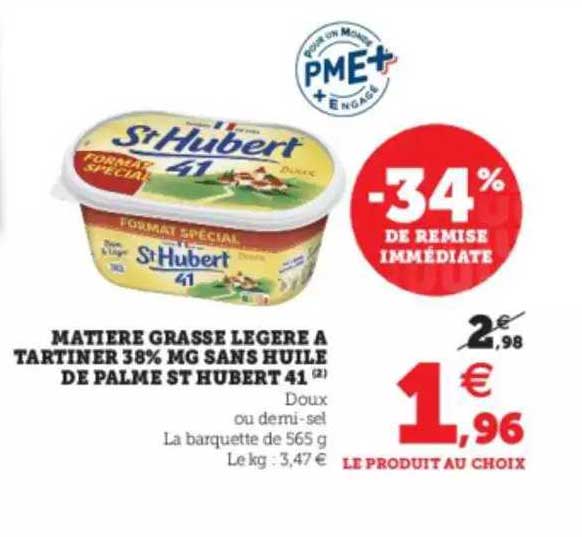 matière grasse légère à la tartiner 38% mg sans huile de palme st hubert 41