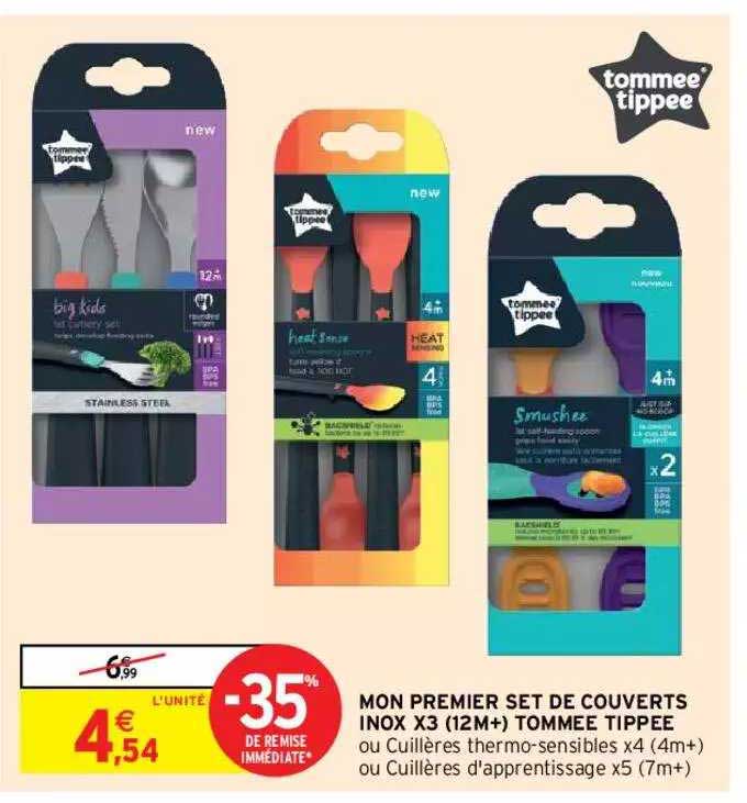 mon premier set de couverts inox x3 (12m+) tommee tippee