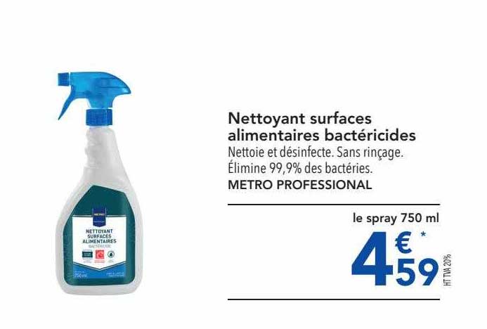 nettoyant surfaces alimentaires bactéricides metro professional