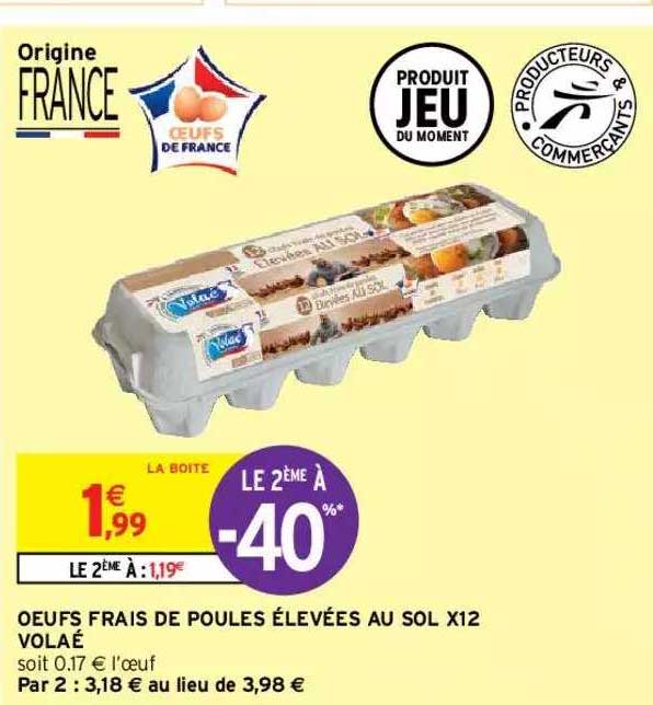 oeufs frais de poules élevées au sol x12 volaé