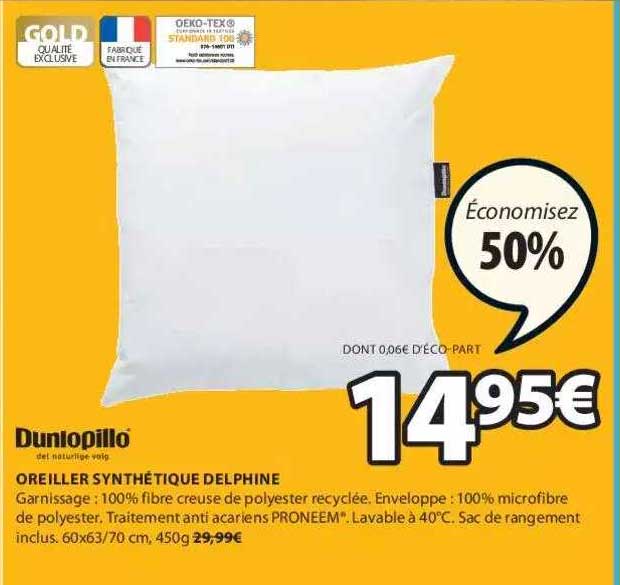 oreiller synthétique delphine dunlopillo