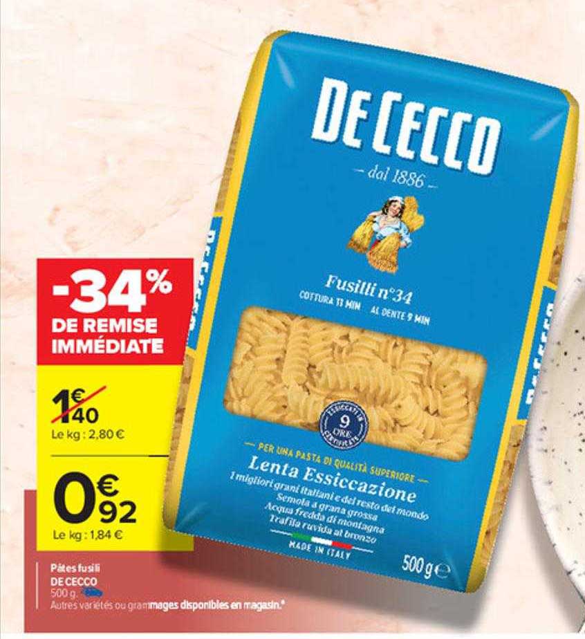 pâtes fusilli de cecco