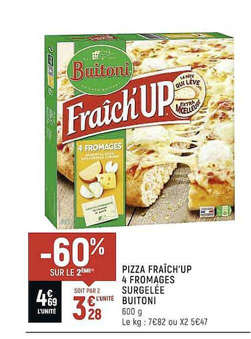 pizza fraîch'up 4 fromages surgelée buitoni