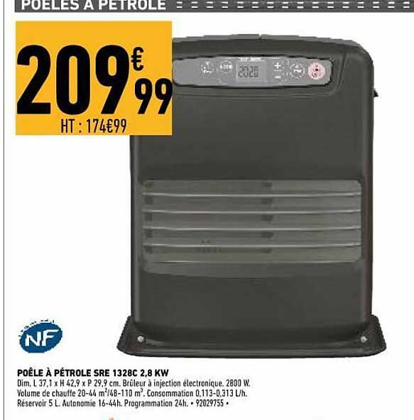 poêle à pétole sre 1328c 2,8 kw