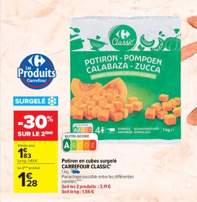 Potiron En Cubes Surgelé Carrefour Classic'