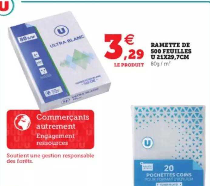 ramette de 500 feuilles u 21x29,7cm