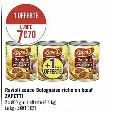 ravioli sauce bolognaise riche en bœuf zapetti