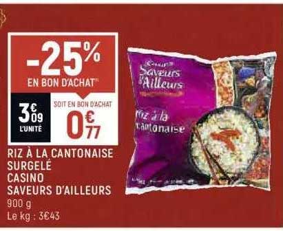 riz à la cantonaise surgelé casino saveurs d'ailleurs