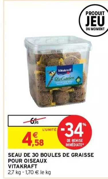 Seau De 30 Boules De Graisse Pour Oiseaux Vitakraft