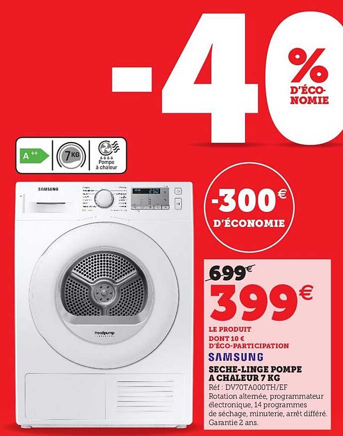 sèche-linge pompe à chaleur 7 kg samsung
