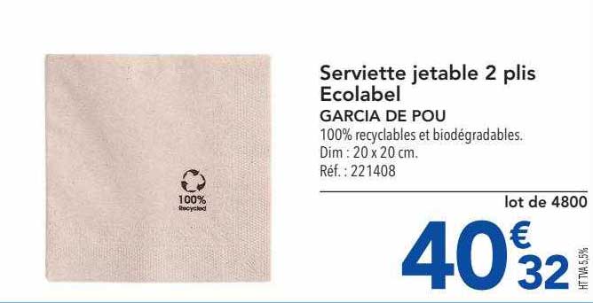 serviette jetable 2 plis ecolabel garcia de pou