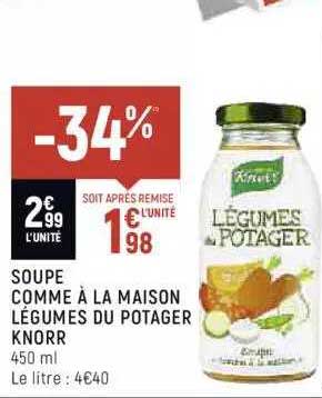 soupe comme à la maison légumes du potager knorr