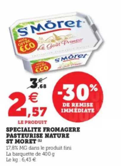 spécialité fromagère pasteurisé nature st môret