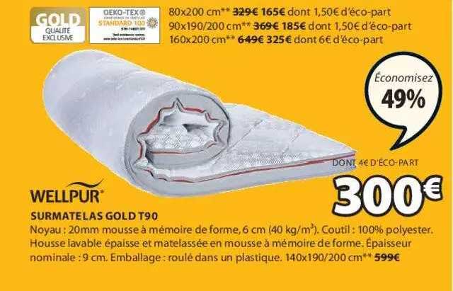 surmatelas gold t90 wellpur