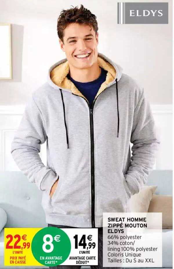 sweat homme zippé mouton eldys