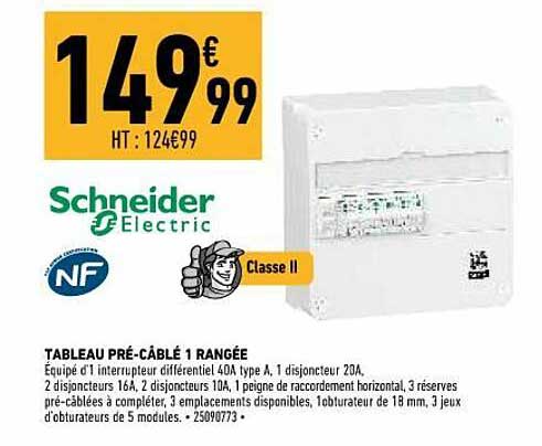 tableau pré-câblé 1 rangée schneider electric