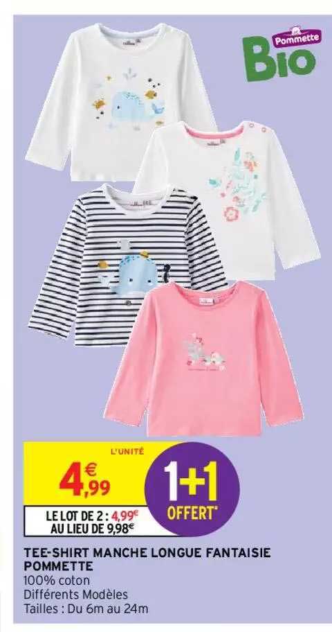 tee-shirt manche longue fantaisie pommette