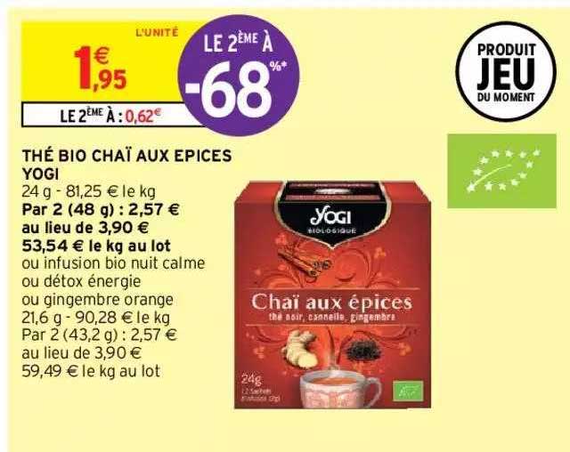 thé bio chaï aux épices yogi