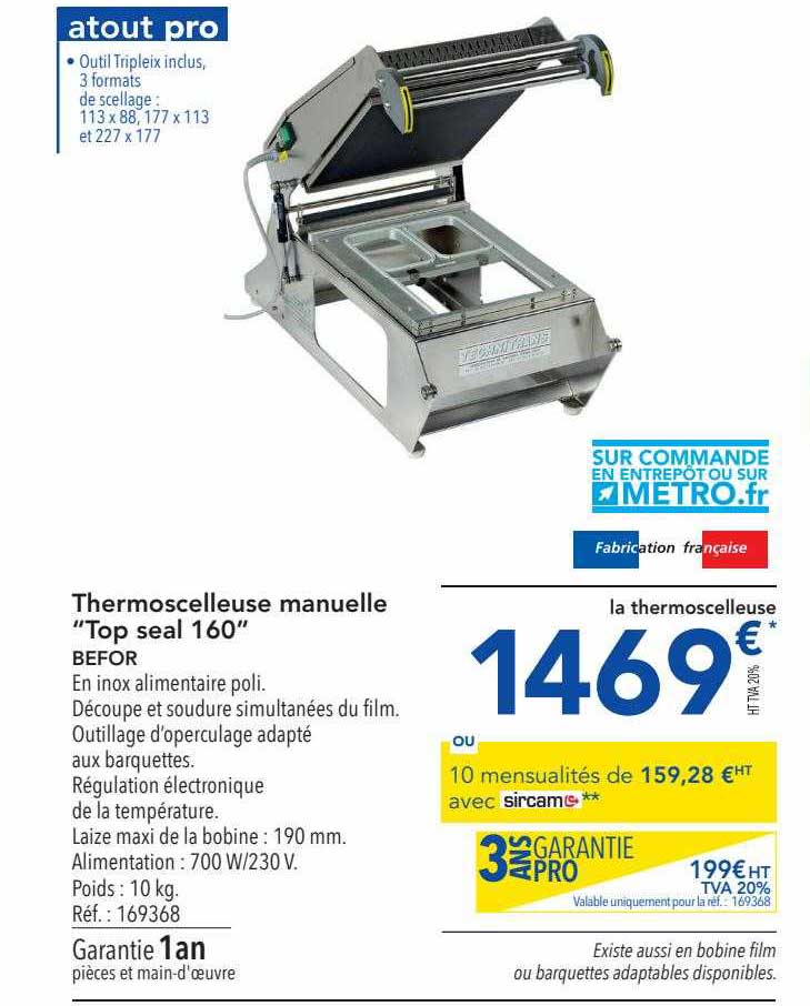 thermoscelleuse manuelle "top seal 160"