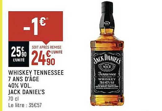 whiskey tennessee 7 ans d'âge 40% vol. jack daniel's
