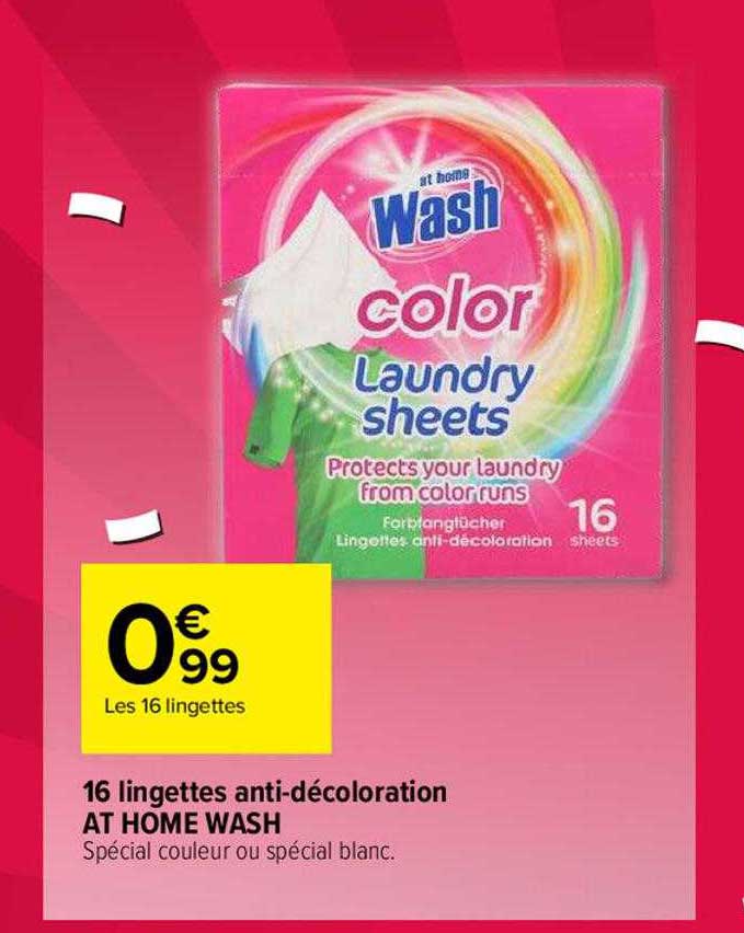 16 lingettes anti-décoloration at home wash