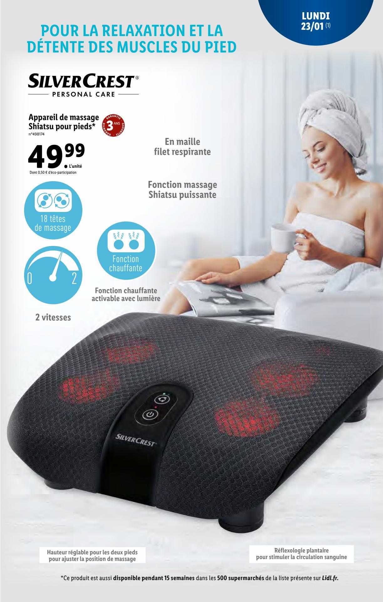 appareil de massage shiatsu pour pieds silver crest