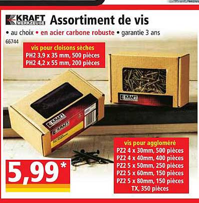 assortiment de vis kraft werkzeuge
