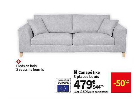 canapé fixe 3 places louis