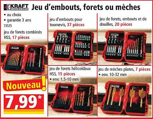 jeu d'embouts, forets ou mèches kraft werkzeuge