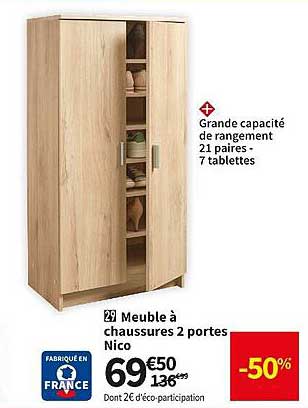 Meuble à Chaussures 2 Portes Nico