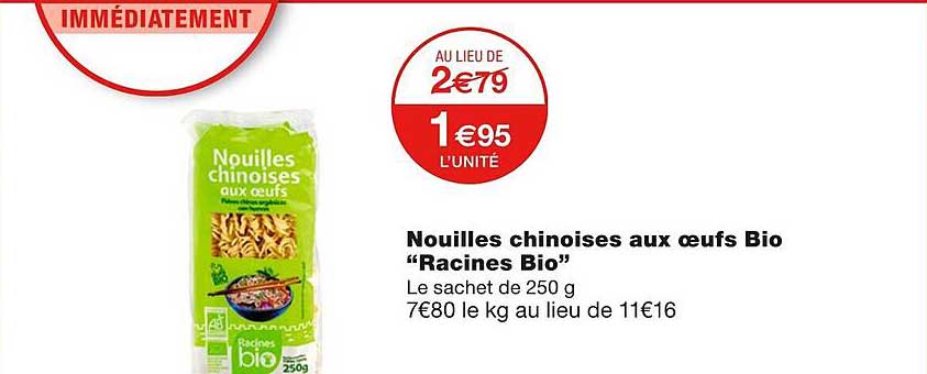 nouilles chinoises aux œufs bio "racines bio"