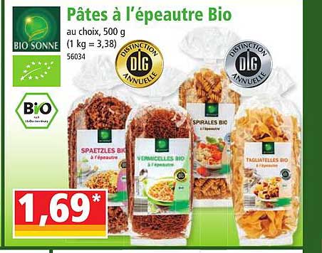 pâtes à l'épeautre bio bio sonne