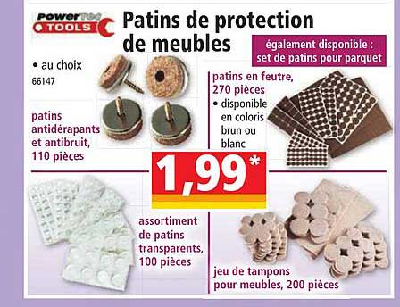 patins de protection de meubles powertec tools