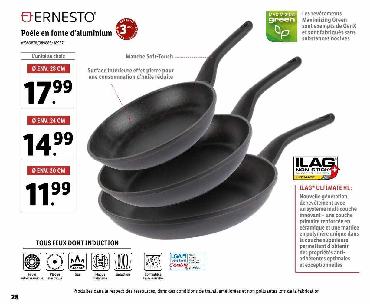 poêle en fonte d'aluminium ernesto