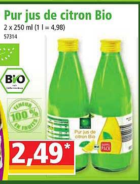 pur jus de citron bio bio sonne