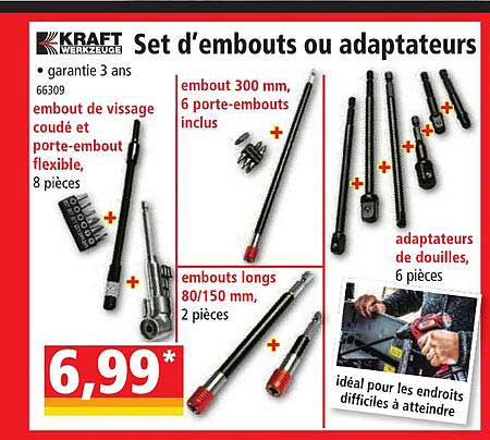 set d'embouts ou adaptateurs kraft werkzeuge