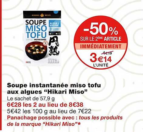 soupe instantanée miso tofu aux algues "hikari miso"