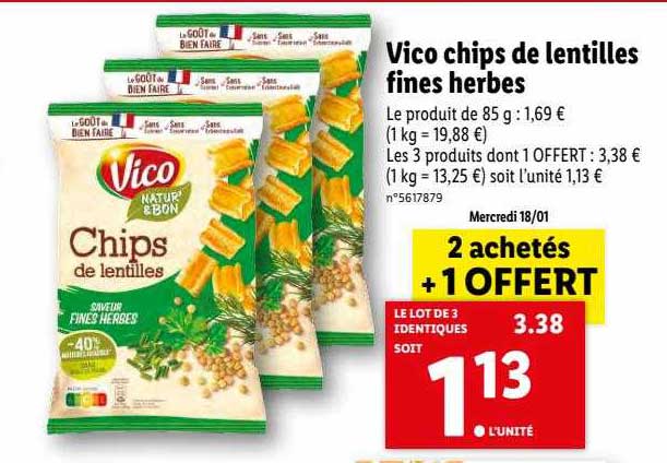 Vico Chips De Lentilles Fines Herbes
