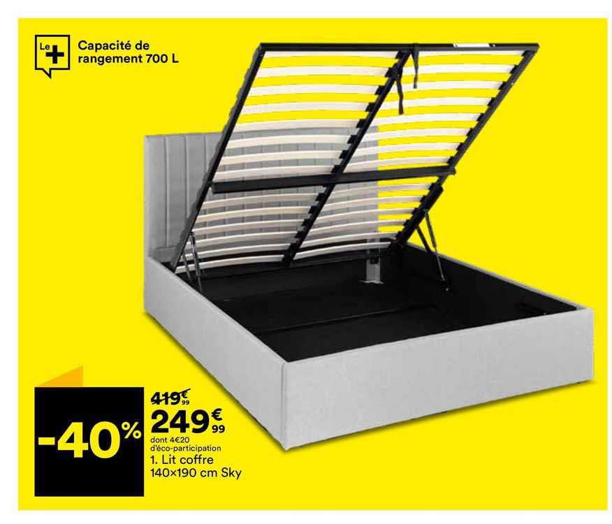 lit coffre 140 x 190 cm sky