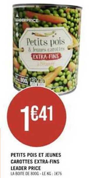 petits pois et jeunes carottes extra-fins leader price